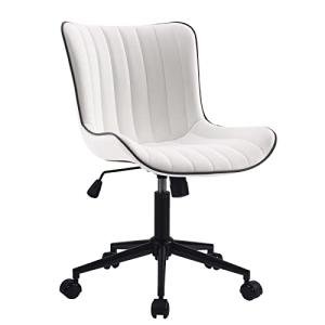 YOUNIKE White Armless Swivel Desk Chair for Small Spaces