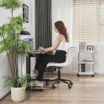 YOUNIKE White Armless Swivel Desk Chair for Small Spaces