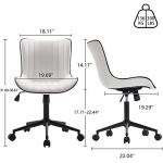 YOUNIKE White Armless Swivel Desk Chair for Small Spaces