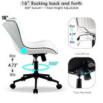 YOUNIKE White Armless Swivel Desk Chair for Small Spaces