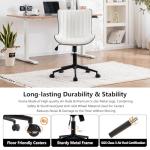 YOUNIKE White Armless Swivel Desk Chair for Small Spaces