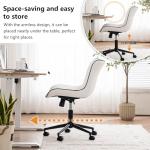 YOUNIKE White Armless Swivel Desk Chair for Small Spaces