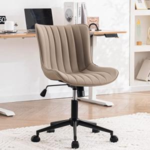 YOUNIKE Khaki Ergonomic Armless Desk Chair with Wheels