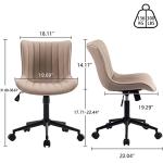 YOUNIKE Khaki Ergonomic Armless Desk Chair with Wheels