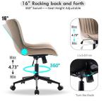 YOUNIKE Khaki Ergonomic Armless Desk Chair with Wheels