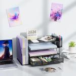 Gianotter 4-Tier Black Desk Organizer with Drawers