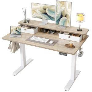 TIQLAB Adjustable Height Standing Desk with Drawers