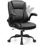 Ergonomic Black Leather Office Chair with Wheels