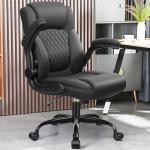 Ergonomic Black Leather Office Chair with Wheels