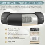 Ergonomic Black Leather Office Chair with Wheels