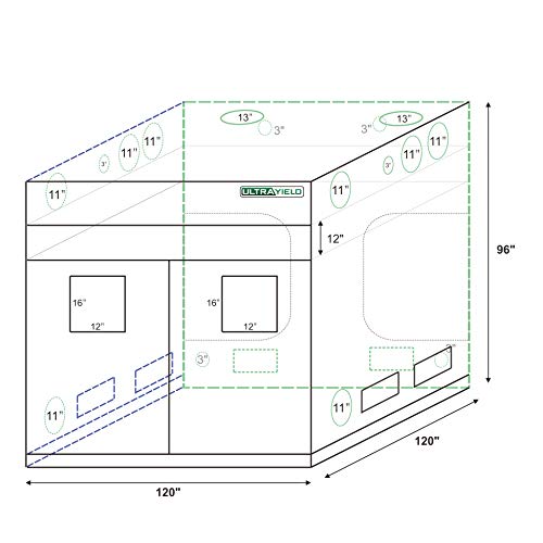 10x10 Mylar Grow Tent with 12" Extension