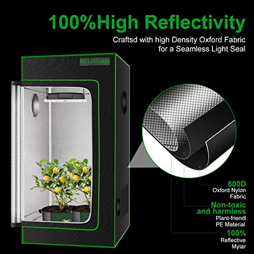 MelonFarm Hydroponic Grow Tent, 61x61x122 cm