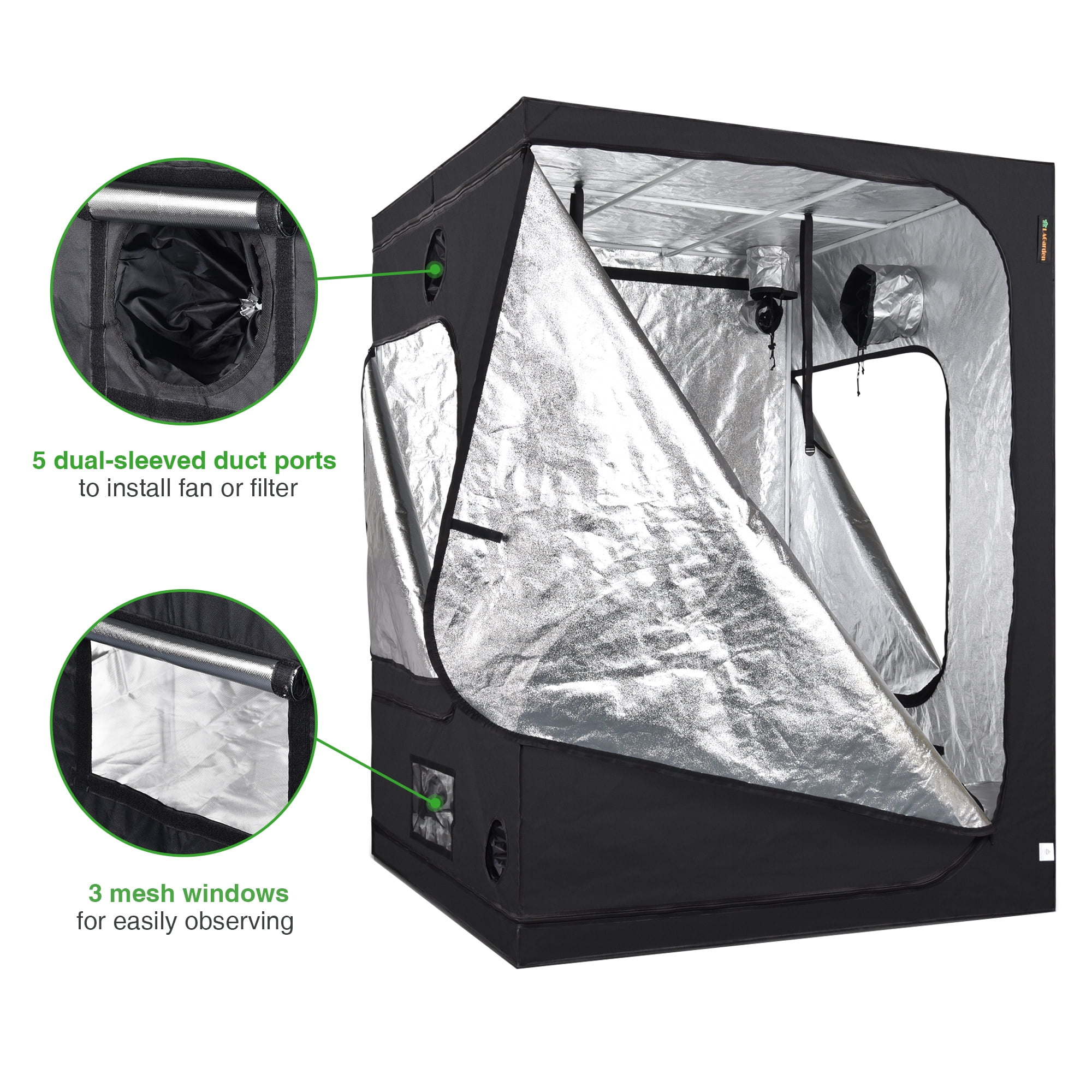 LAGarden 5x5' Reflective Hydroponic Grow Tent