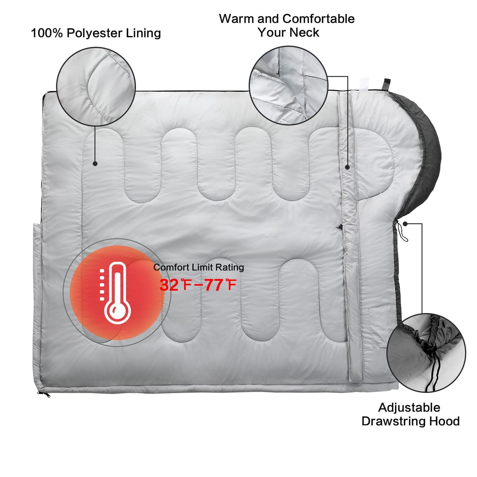 Portable 0ºC Sleeping Bag with Compression Sack