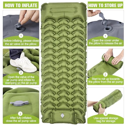 Ultralight Inflatable Camping Sleeping Mat with Pillow