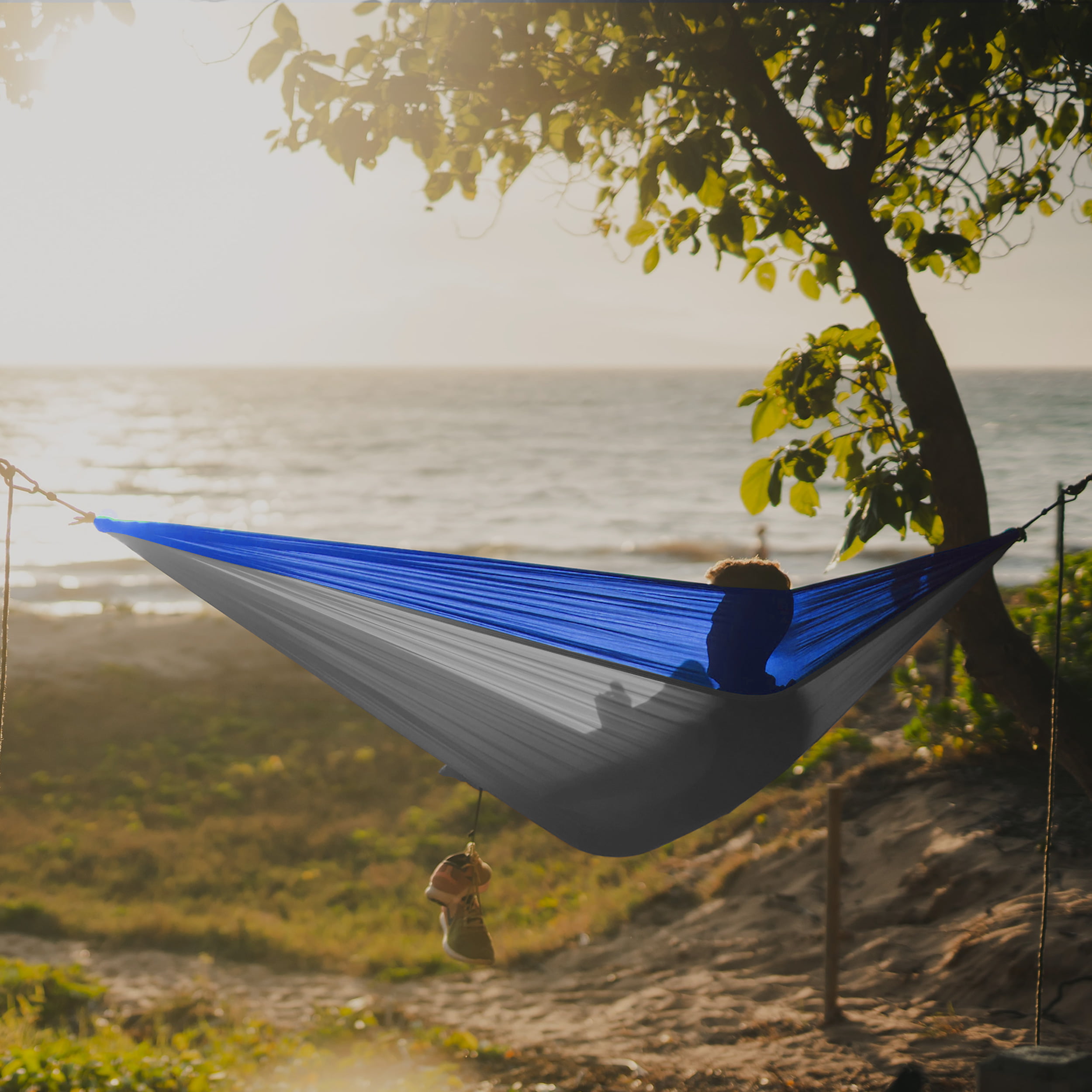 Portable 2-Person Camping Hammock with Carabiners