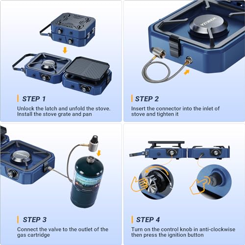 WINKIZA 2-Burner Portable Propane Camping Stove