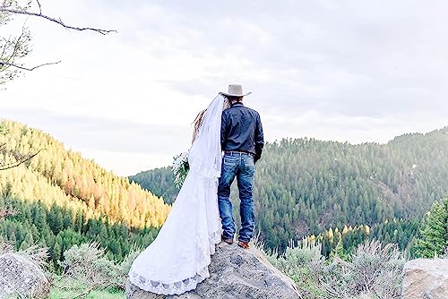 Boho Lace Long Sleeve Wedding Dress - White