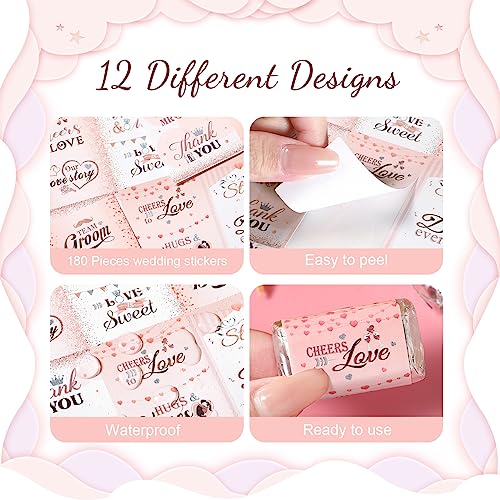 180 Pcs Pink Wedding Candy Wrappers for Guests