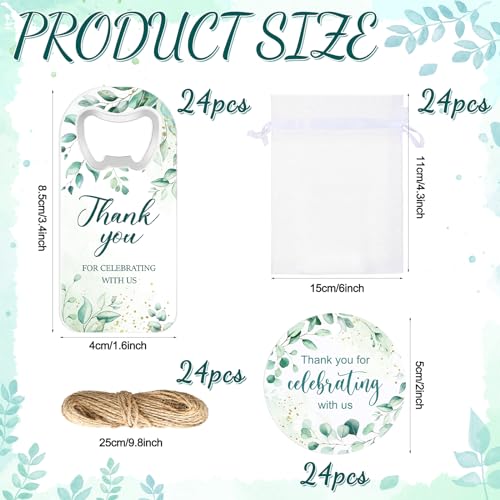 24 Wedding Magnetic Bottle Openers with Tags