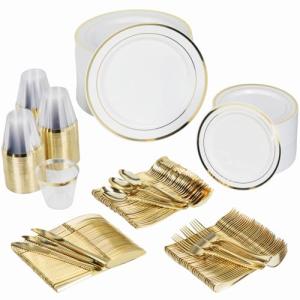 600-Piece Elegant Disposable Dinnerware Set for Weddings