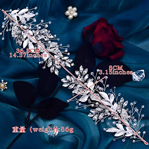 Rhinestone Leaf Bridal Headband Hair Accessory