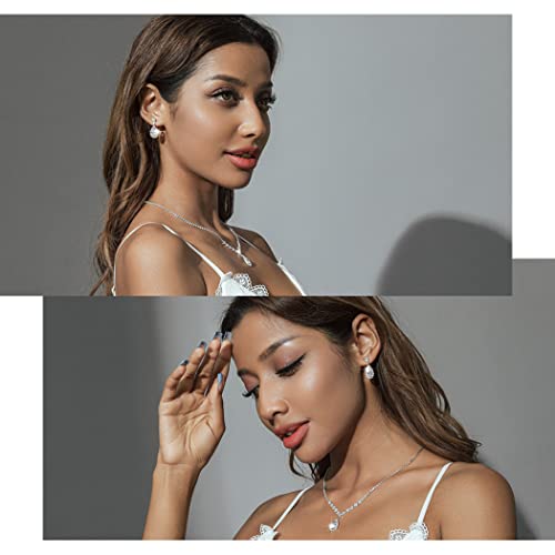 Silver Crystal Bridal Jewelry Set with Earrings