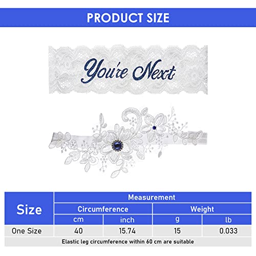 Bridal Lace Garter Set with Pearls - Blue & White