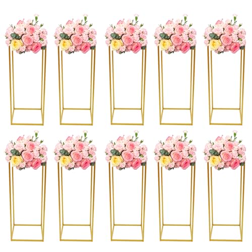 10-Pack Gold Metal Flower Stands for Weddings