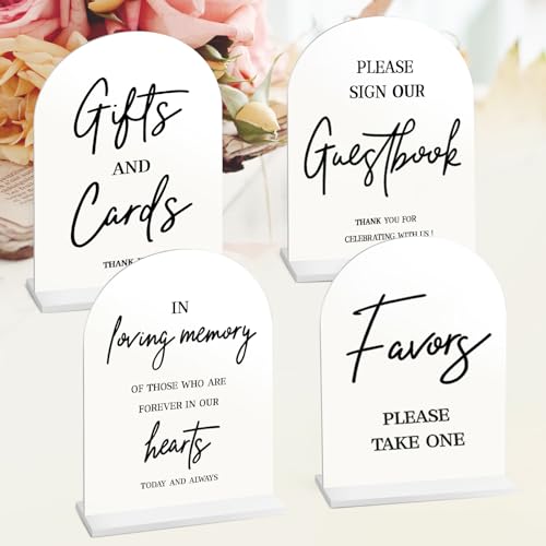 4-Pack Acrylic Wedding Signs for Ceremony & Reception