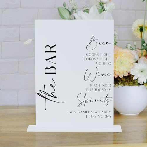 White Acrylic Table Signs for Wedding Events - 5 Pack