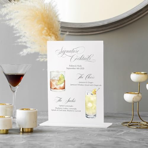 White Acrylic Table Signs for Wedding Events - 5 Pack