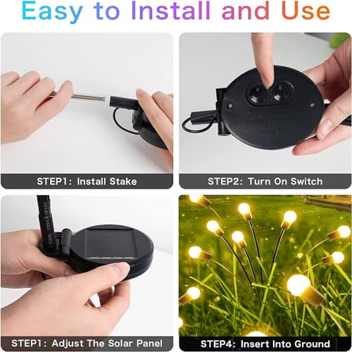 6-Pack Waterproof Solar Firefly Garden Lights