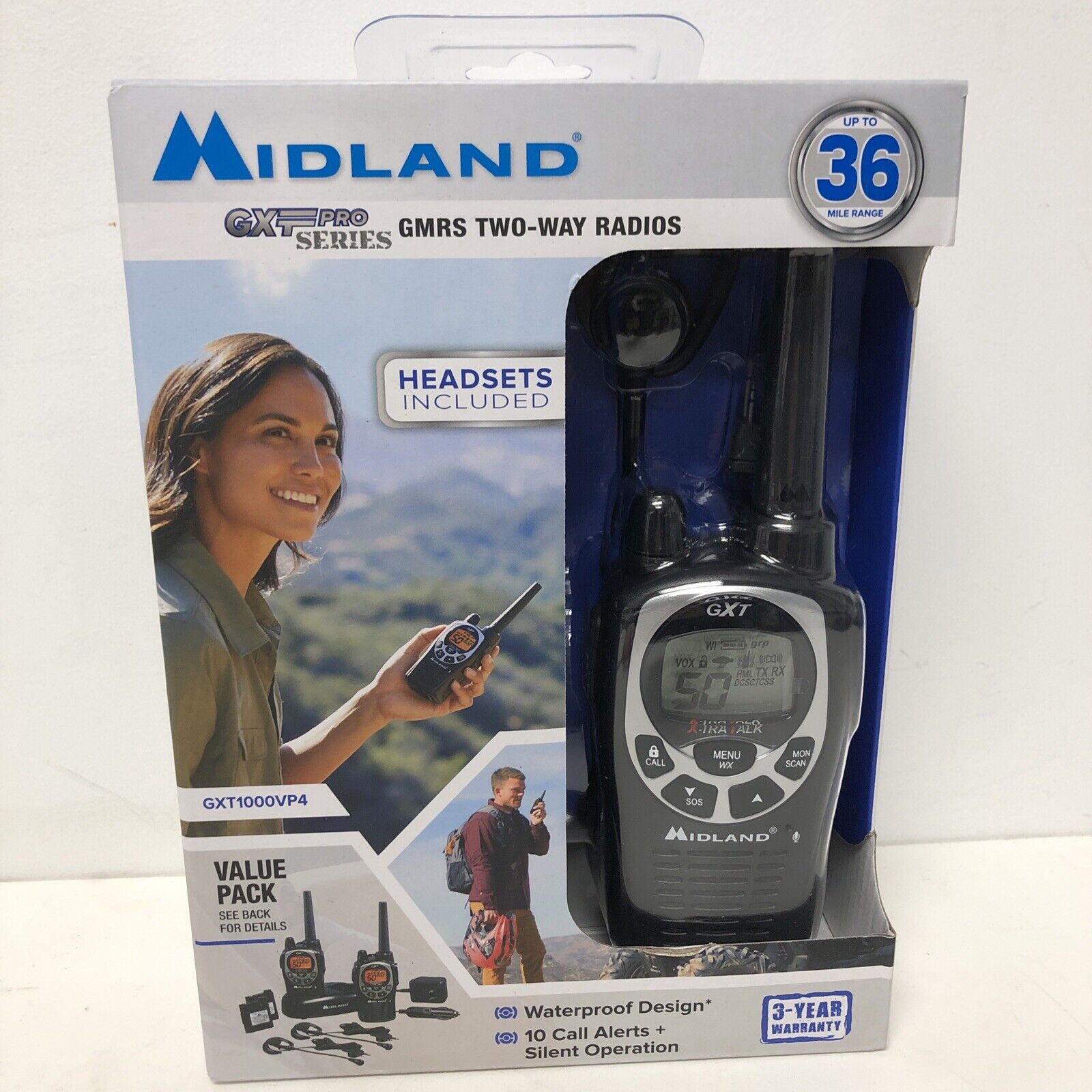 Midland GXT1000VP4 36-Mile Two-Way Radio Pair