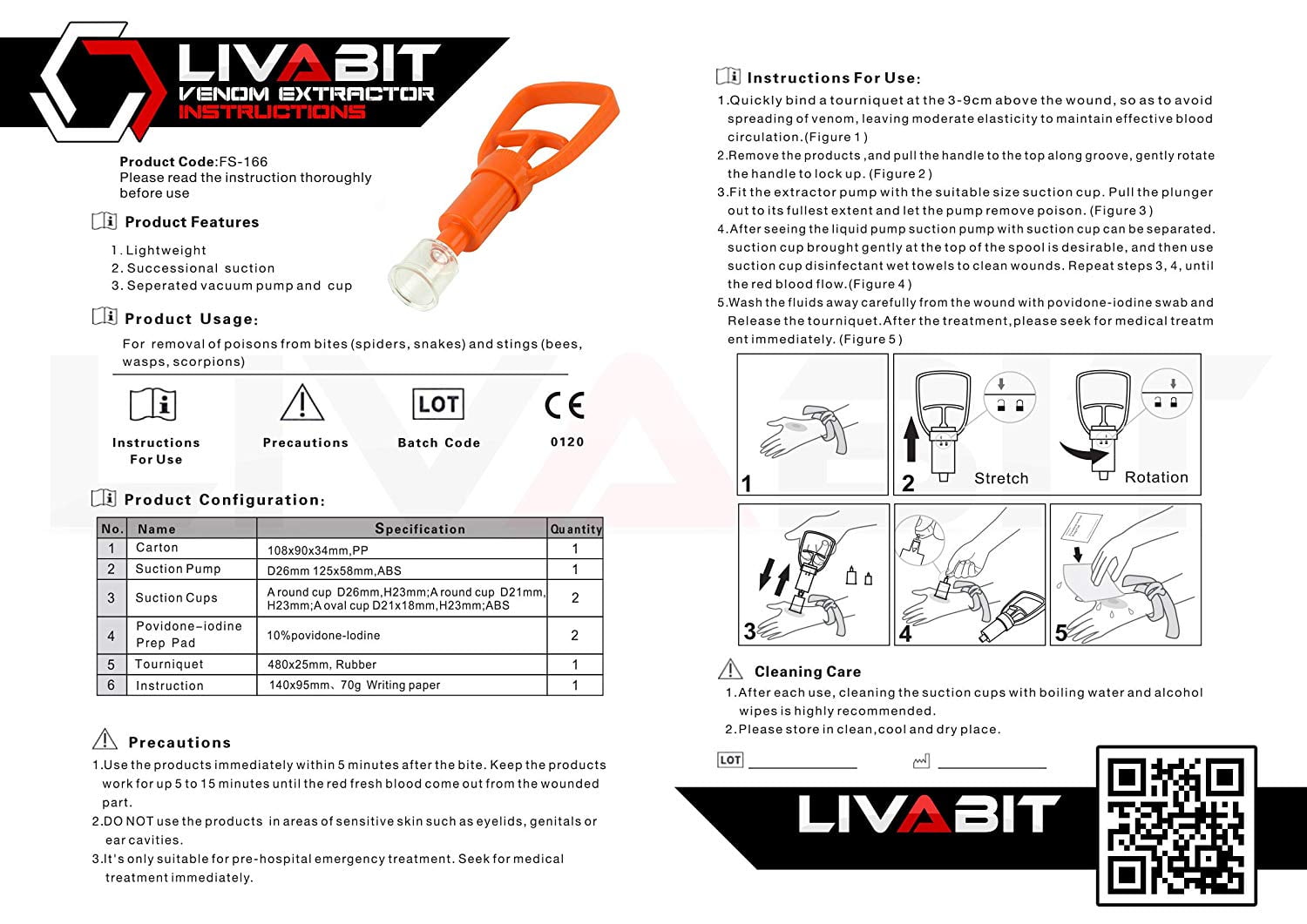 LIVABIT Bug Bite Suction Pump for Outdoor Survival
