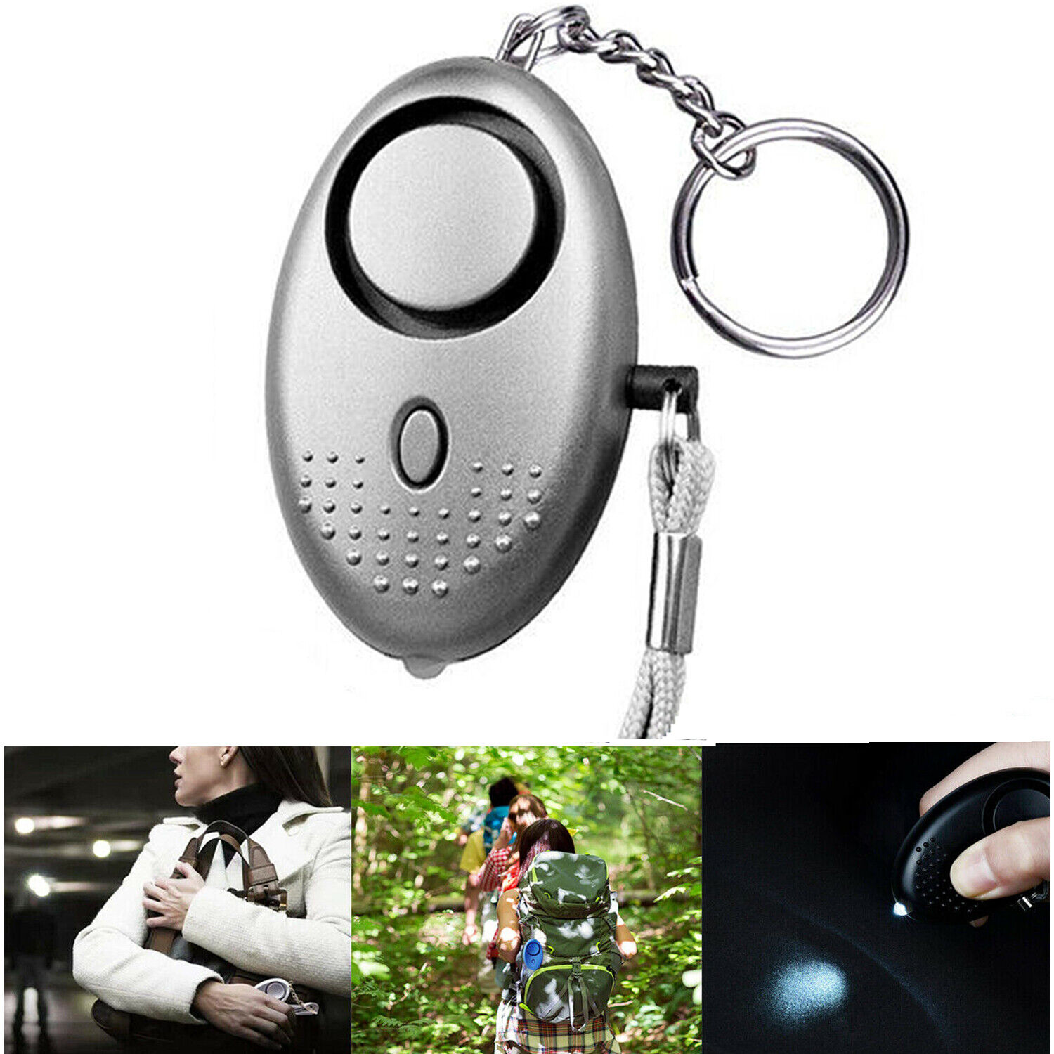 Personal Alarm Keychain with Loud Siren and LED