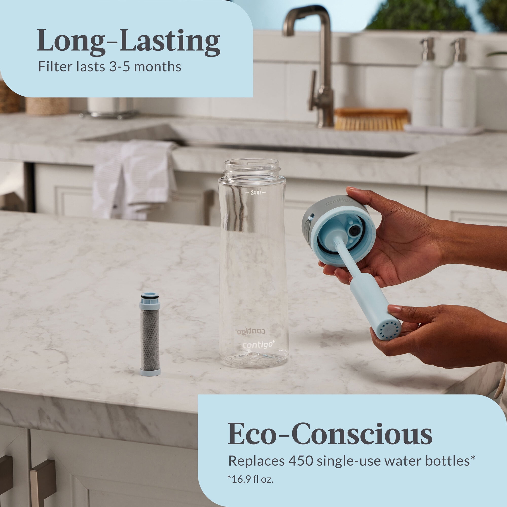 Contigo 24oz Water Bottle with Filter and Straw