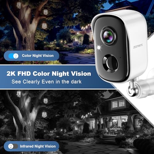 ZEEPORTE Wireless Outdoor Security Camera 2K