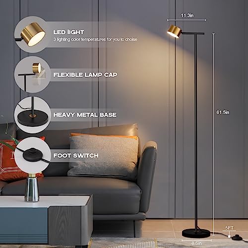 Modern Black Floor Lamp with Adjustable Head