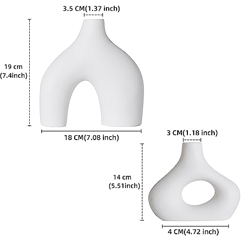 Set of 2 White Ceramic Minimalist Vases