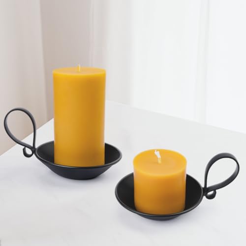 Matte Black Iron Candle Holder with Handle
