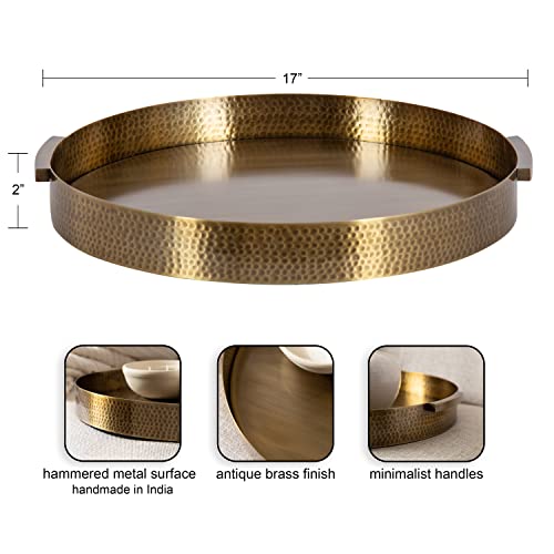 Kate and Laurel 17" Antique Brass Decorative Tray