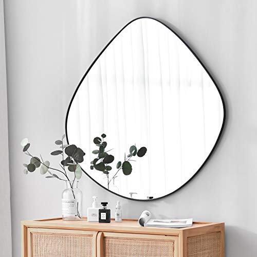Square Black Metal Framed Wall Mirror 70.6 cm