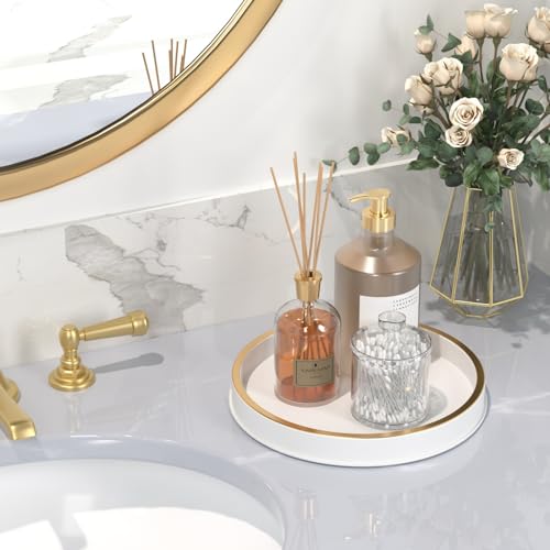 Round Metal Tray for Bath and Kitchen Decor