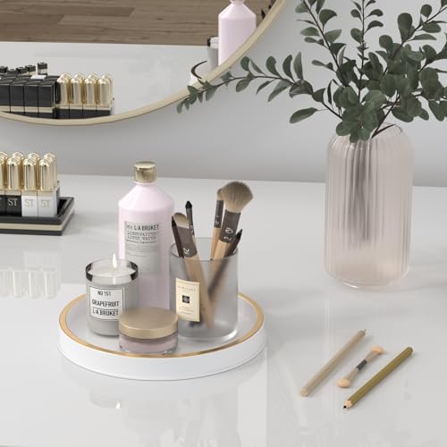 Round Metal Tray for Bath and Kitchen Decor