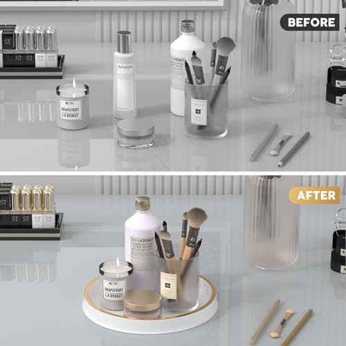 Round Metal Tray for Bath and Kitchen Decor