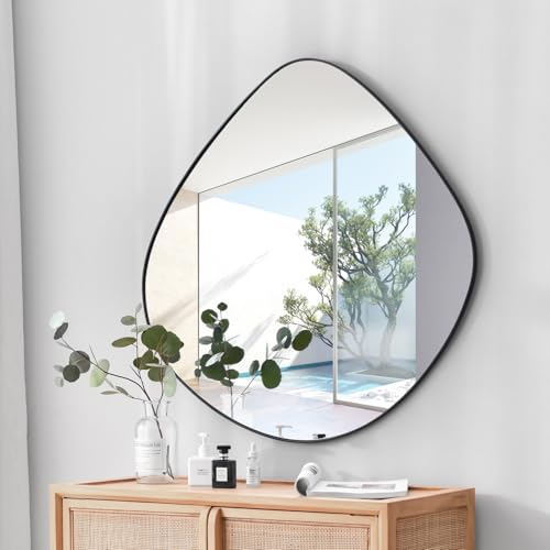 Square Black Metal Framed Wall Mirror 70.6 cm