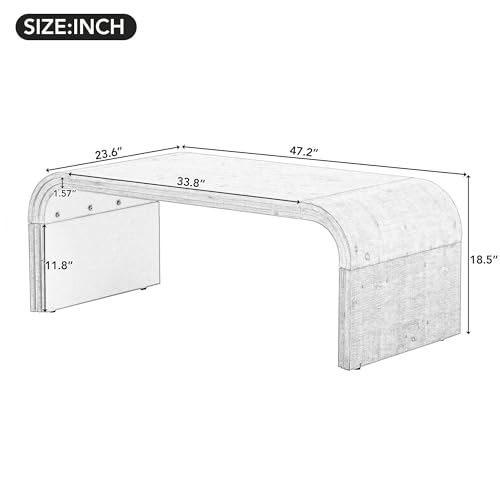 Antique Black Minimalist Curved Coffee Table