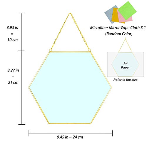 Gold Hexagon Wall Mirror with Chain