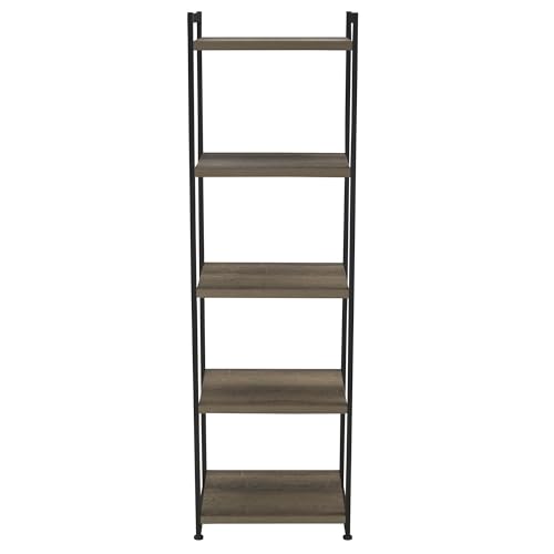5-Tier Metal Storage Tower with Ashwood Shelves